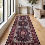 Golnar – Hand Knotted Wool Rug in Navy Blue/Red