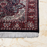 Golnar – Hand Knotted Wool Rug in Navy Blue/Red