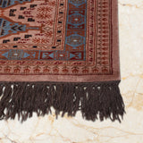 Turanbahar – Hand Knotted Wool Rug in Sand Brown/Teal Blue