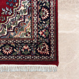 Mahroun – Hand Knotted Wool Rug in Red/Navy Blue