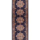 Mehrdokht – Hand Knotted Wool Rug in Navy Blue/Peach