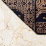 Mehrdokht – Hand Knotted Wool Rug in Navy Blue/Peach