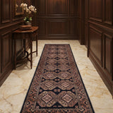 Sormehzar – Hand Knotted Wool Rug in Navy Blue/Peach
