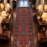 Bahareh – Hand Knotted Wool Rug in Red/Navy Blue