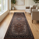 Farshad – Hand Knotted Wool Rug in Mud Brown/Navy Blue