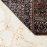 Farshad – Hand Knotted Wool Rug in Mud Brown/Navy Blue