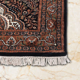 Rostam – Hand Knotted Wool Rug in Navy Blue/Rust Brown
