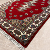 Aksaran – Hand Knotted Wool Rug in Red/Cream