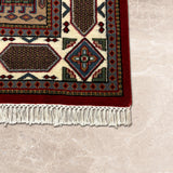 Aksaran – Hand Knotted Wool Rug in Red/Cream