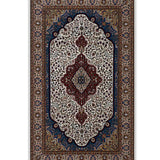 Aftabzar – Hand Knotted Wool Rug in Indigo Blue/Cream