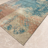Aquarelle – Hand Knotted Wool Rug in Turquoise Blue/Beige