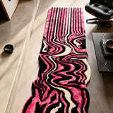 Fuschia Flow – Hand Tufted Wool Rug in Hot Pink/Black