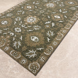Verdant Relic – Hand Tufted Wool Rug in Lime Green/Beige