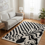 Monochrome Melt – Hand Tufted Wool Rug in Cream/Black
