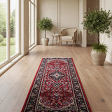 Nushafarin – Hand Knotted Wool Rug in Red/Navy Blue