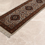 Aftabzar – Hand Knotted Wool Rug in Ivory/Mustard Brown
