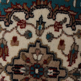 Firozmehr – Hand Knotted Wool Rug in Turquoise Blue/Ivory