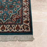 Firozmehr – Hand Knotted Wool Rug in Turquoise Blue/Ivory