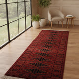 Surkh Raaz – Hand Knotted Wool Rug in Maroon/Black
