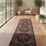 Nayestan – Hand Knotted Wool Rug in Navy Blue/Maroon