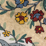 Gulshan Bloom – Chain Stitch Embroidery Cotton Rug in Lemon Yellow/Mint Green