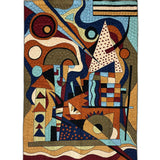 Chromatic Orbit – Chain Stitch Embroidery Cotton Rug in Rust/Blue