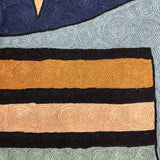 Chromatic Orbit – Chain Stitch Embroidery Cotton Rug in Rust/Blue