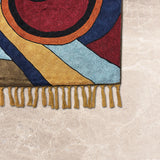 Chromatic Orbit – Chain Stitch Embroidery Cotton Rug in Rust/Blue