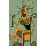 Aperitif Muse – Chain Stitch Embroidery Cotton Rug in Sage Green/Orange
