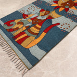 Solar Whiskers – Chain Stitch Embroidery Cotton Rug in Grey/Red