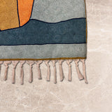 Solar Whiskers – Chain Stitch Embroidery Cotton Rug in Grey/Red