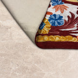 Garden Reverie – Chain Stitch Embroidery Cotton Rug in Prussian Blue/Orange