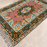 Petal Court – Chain Stitch Embroidery Cotton Rug in Onion Pink