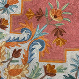 Petal Court – Chain Stitch Embroidery Cotton Rug in Onion Pink