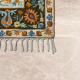 Petal Court – Chain Stitch Embroidery Cotton Rug in Onion Pink
