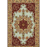 Gulraaz Haven – Chain Stitch Embroidery Cotton Rug in Maroon/Pista Green