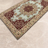 Gulraaz Haven – Chain Stitch Embroidery Cotton Rug in Maroon/Pista Green