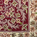 Gulraaz Haven – Chain Stitch Embroidery Cotton Rug in Maroon/Pista Green