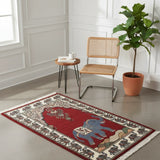 Gajraaj Darbar – Hand Knotted Wool Rug in Maroon/Ivory