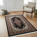Mehrnaz – Hand Knotted Wool Rug in Navy Blue/Maroon