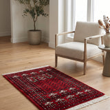 Mehravan – Hand Knotted Wool Rug in Red/Ivory