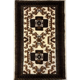 Khurshid – Hand Knotted Wool Rug in Cream/Brown