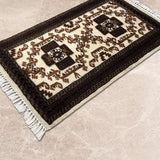 Khurshid – Hand Knotted Wool Rug in Cream/Brown