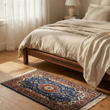 Azargul – Hand Knotted Wool Rug in Royal Blue/Red