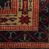 Rostamdar – Hand Knotted Wool Rug in Black/Maroon
