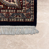 Shahmehr – Hand Knotted Wool Rug in Navy Blue/Maroon