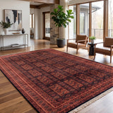 Kohsaran – Hand Knotted Wool Rug in Navy Blue/Rust