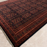 Kohsaran – Hand Knotted Wool Rug in Navy Blue/Rust