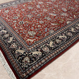 Shirvandar – Hand Knotted Wool Rug in Maroon/Navy Blue