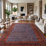 Lithchi – Hand Knotted Wool Rug in Turquoise Blue/Brown
